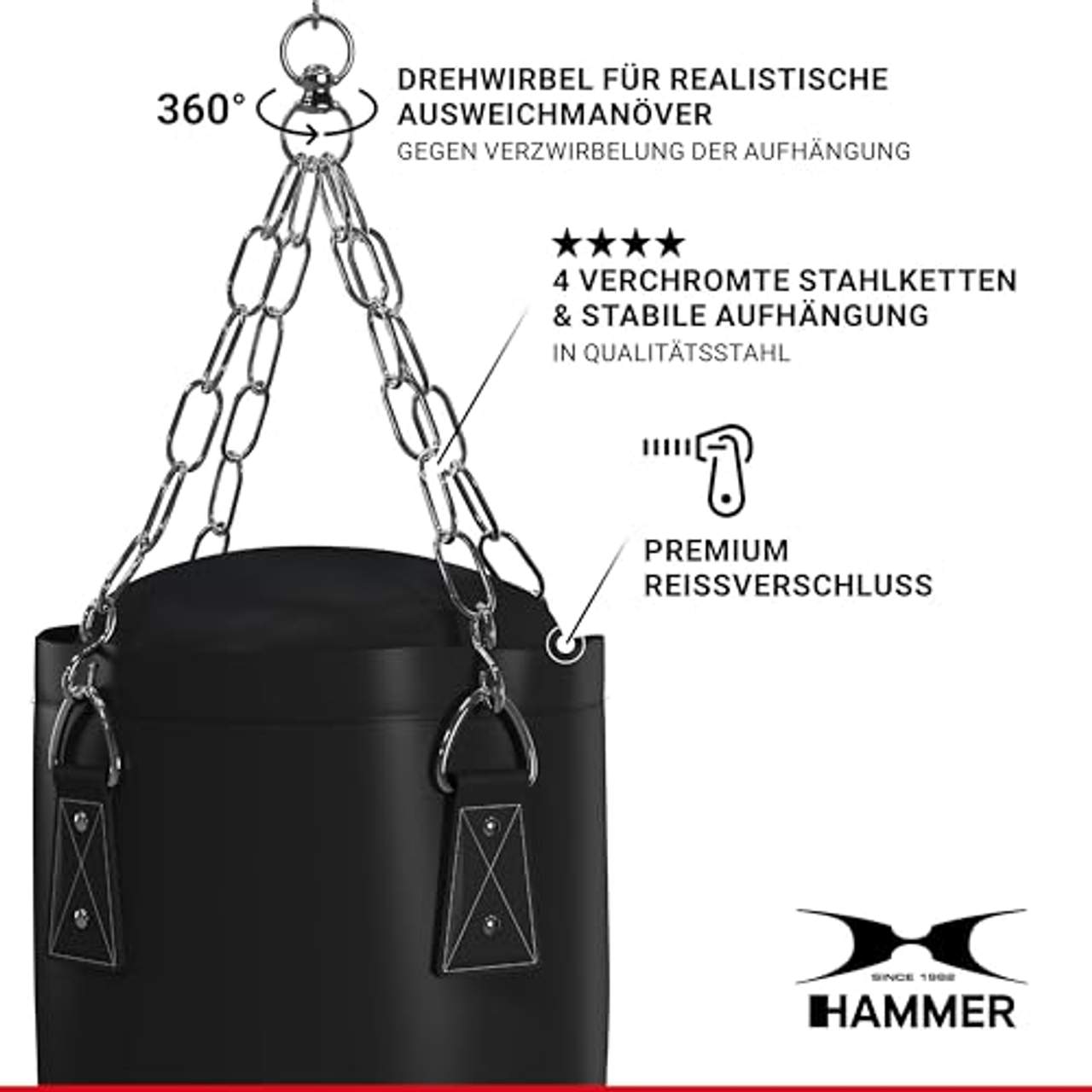 HAMMER Boxing Boxsack Premium Black Kick