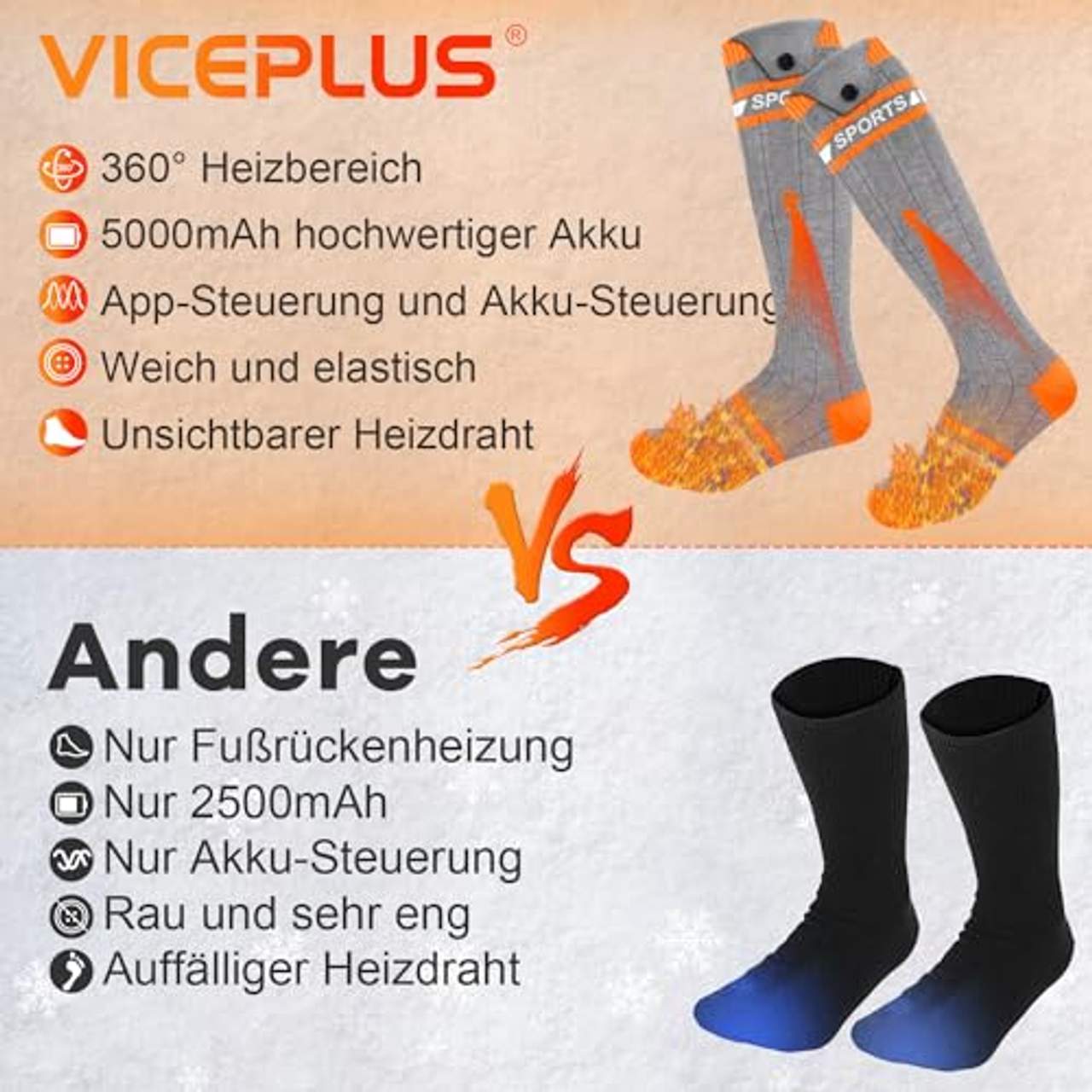 	VICEPLUS Beheizbare Socken