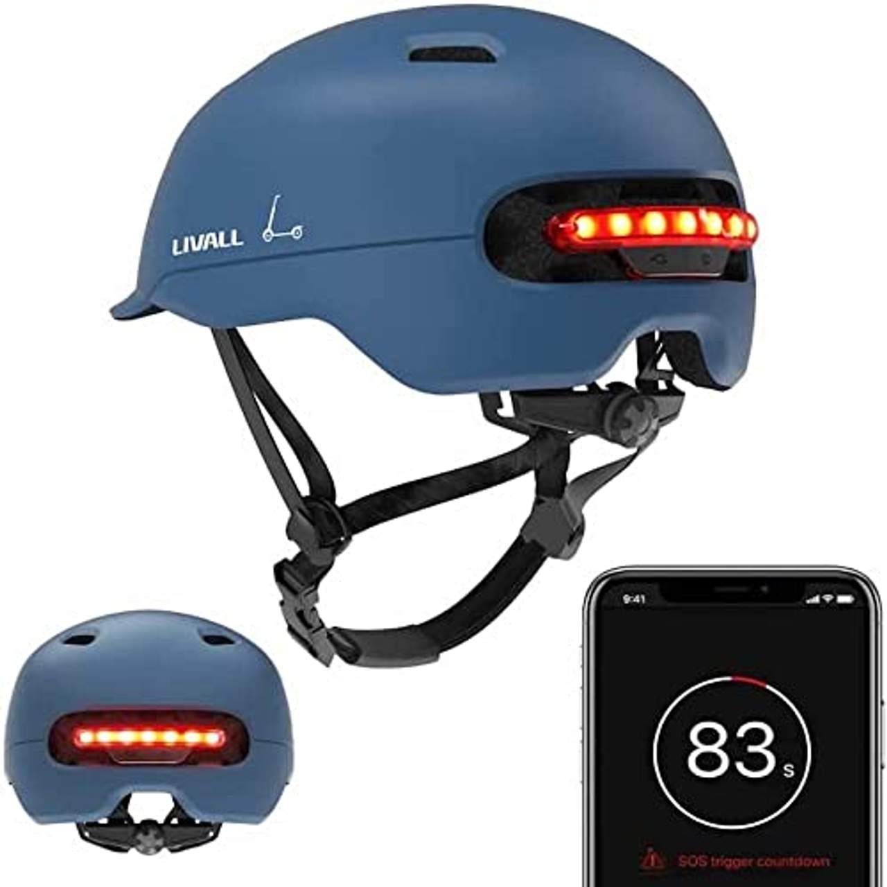 LIVALL Smart Helm C20 Fahrradhelm mit Auto-Sensor-LED, LED-Rückleuchten, Blinker 