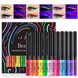 12 Colors Matte Liquid Eyeliner Set UV Glow Neon Rainbow Colorful