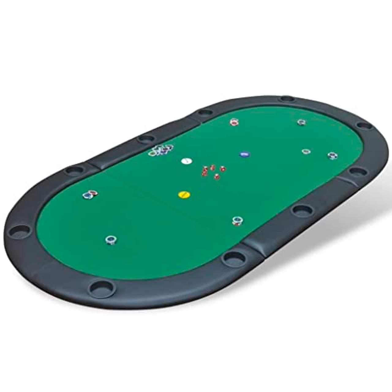 vidaXL Faltbare Poker-Tischauflage für 10 Spieler Pokertischauflage Poker Grün