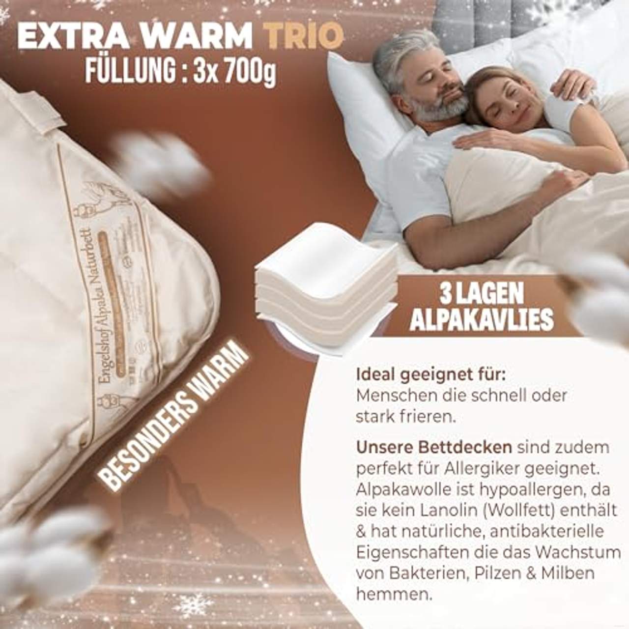 Engelshof Alpaka Bettdecke Farisa Extrawarm Trio 135x200cm