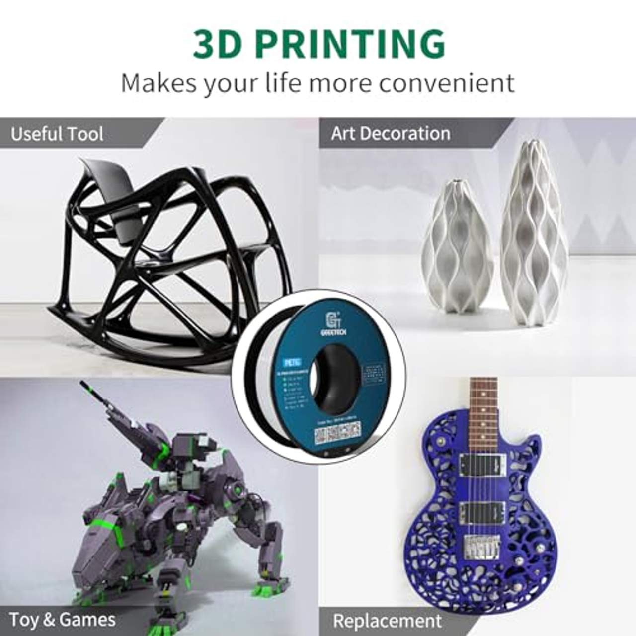 GEEETECH Petg Filament für 3D-Drucker 1,75 mm weiß