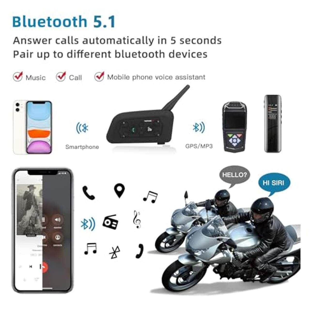 Vnetphone V6 Motorrad Intercom Bluetooth Headsets 