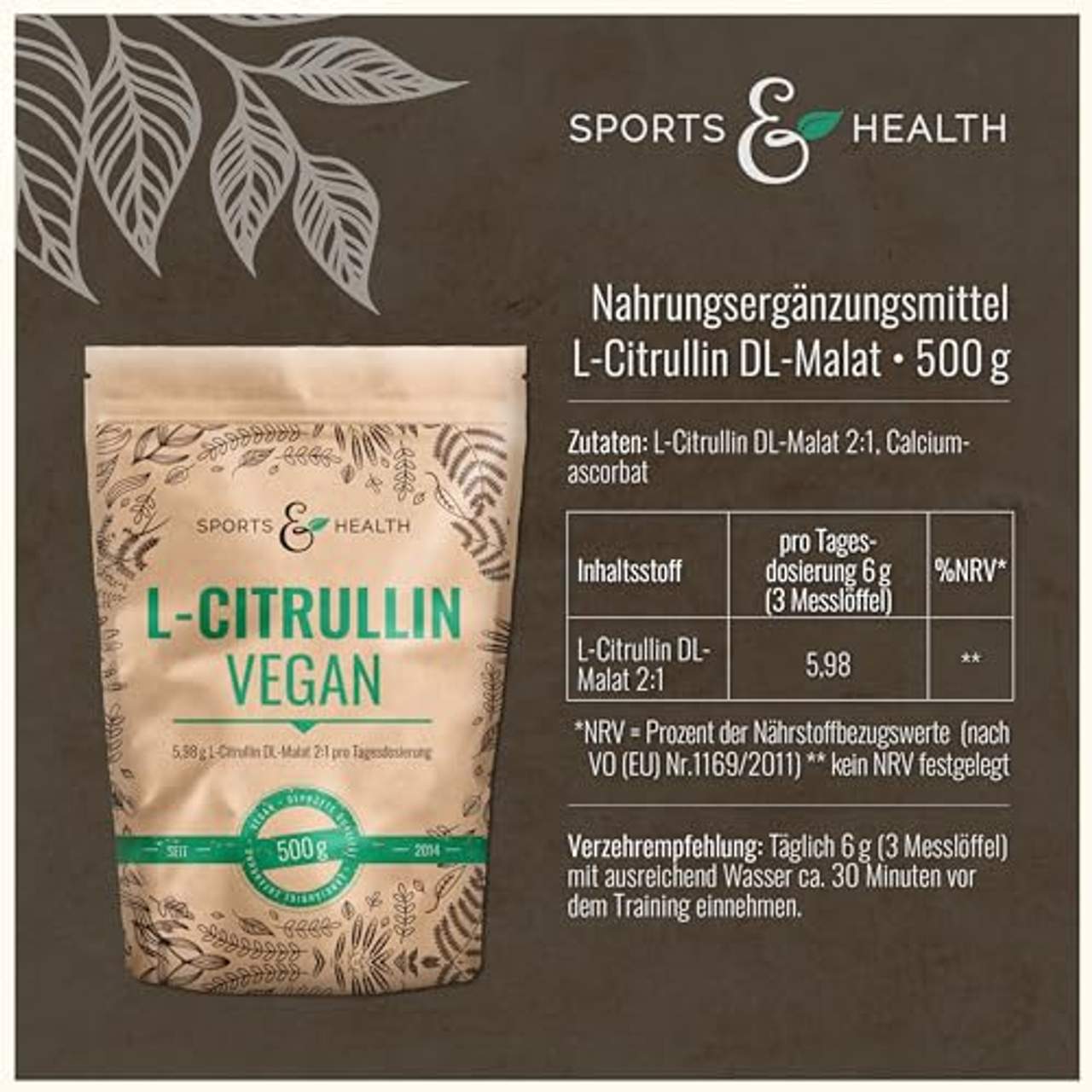 Citrullin Malat Pulver Vegan Als 500g Veganes L-Citrullin