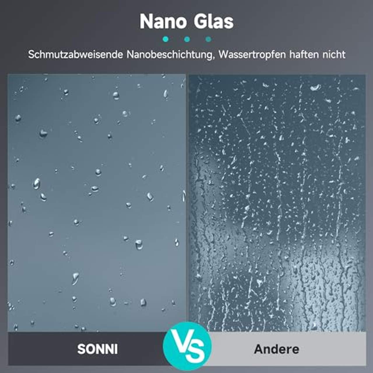 SONNI Duschwand Glas 120 x 200 cm Walk In Dusche 8 mm Nano Glas Duschtrennwand