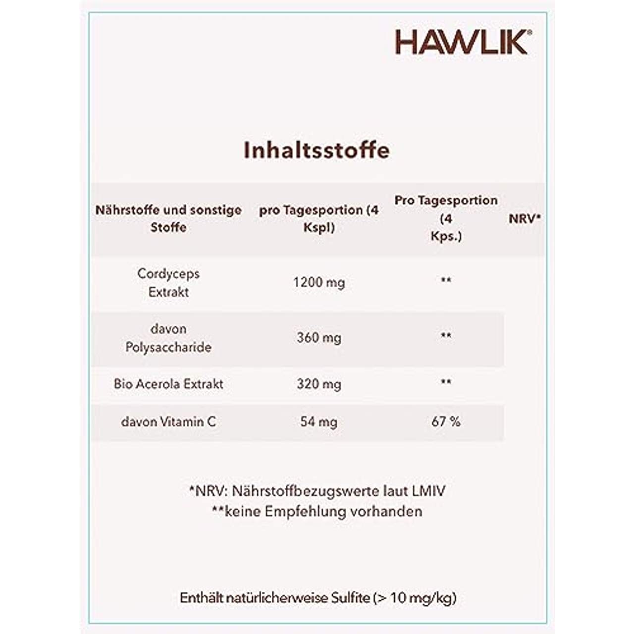 Hawlik Vitalpilze Cordyceps CS-4 Pilz Extrakt Kapseln