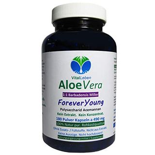 Forever Young Aloe Vera GEL 180 Pulver Kapseln Barbadensis