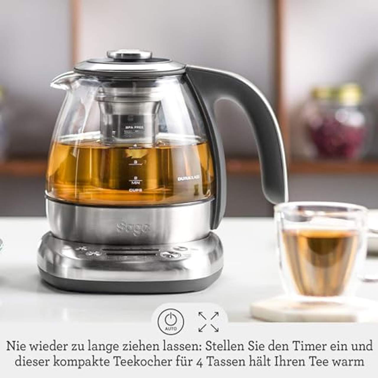 SAGE STM500 the Smart Tea Infuser Compact Teekocher aus gebürsteter Edelstahl