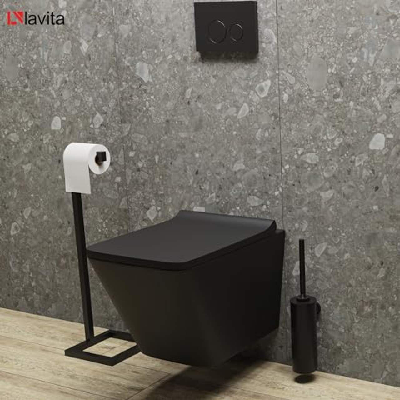 Lavita Keramik Hänge-WC-Toilette Lago Black Schwarz