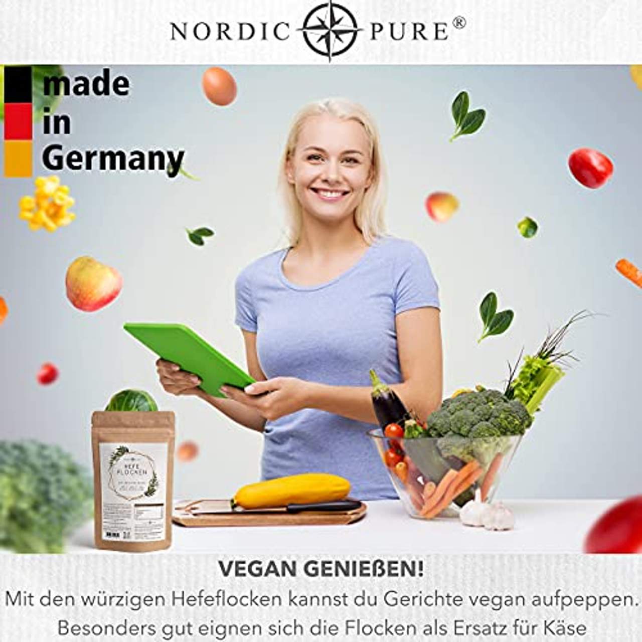 Hefeflocken von Nordic Pure Nährhefe vegan und glutenfrei