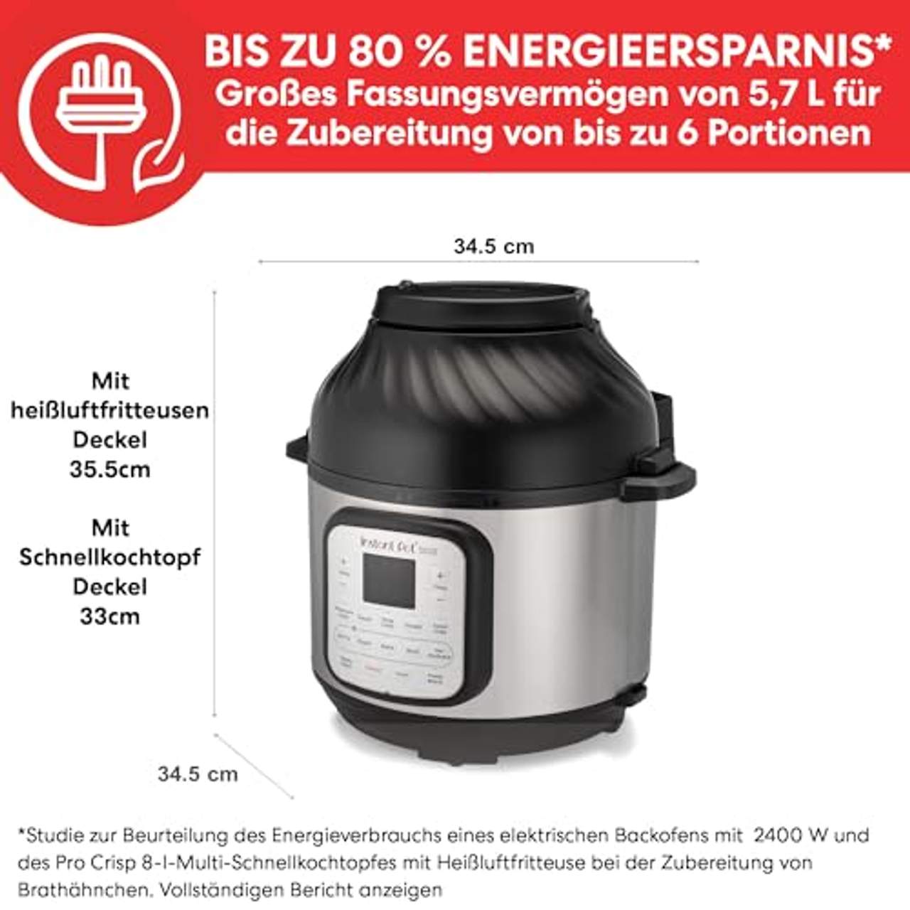 Instant Pot Duo Crisp Heißluftfritteuse 11-in-1 Elektro-Multikocher 