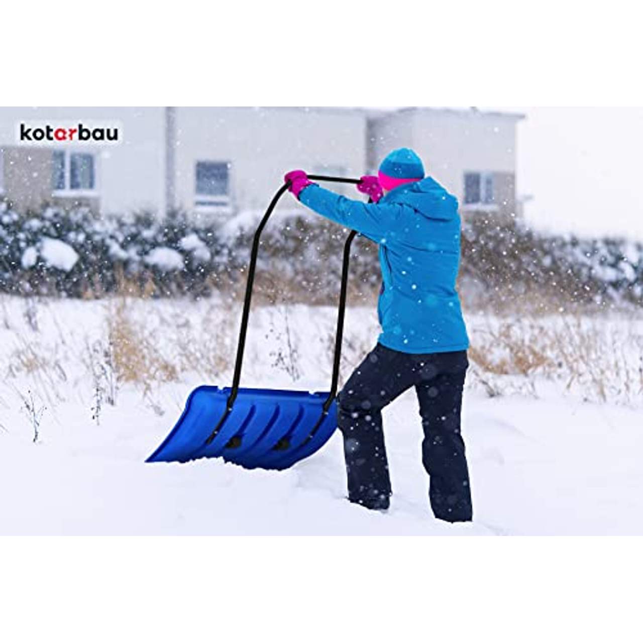 KOTARBAU Schneeschieber mit Rädern Schneeschaufel 80 cm  