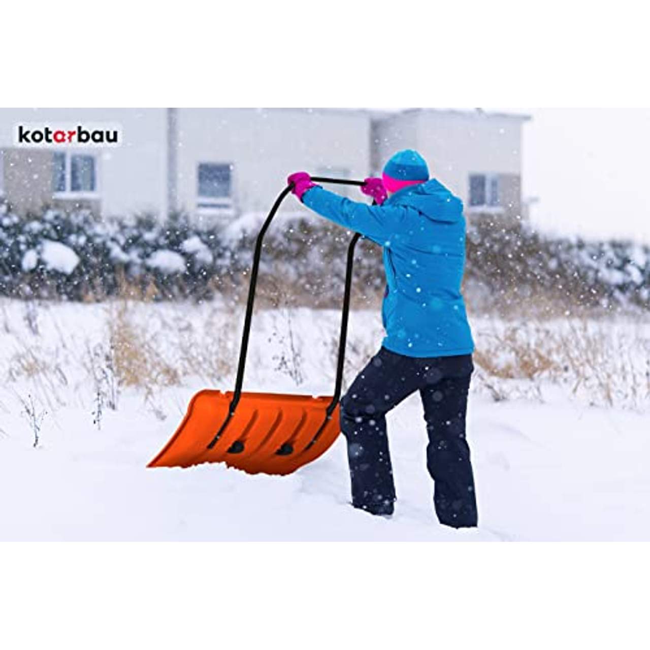 KOTARBAU Schneeschieber mit Rädern Schneeschaufel 80 cm  