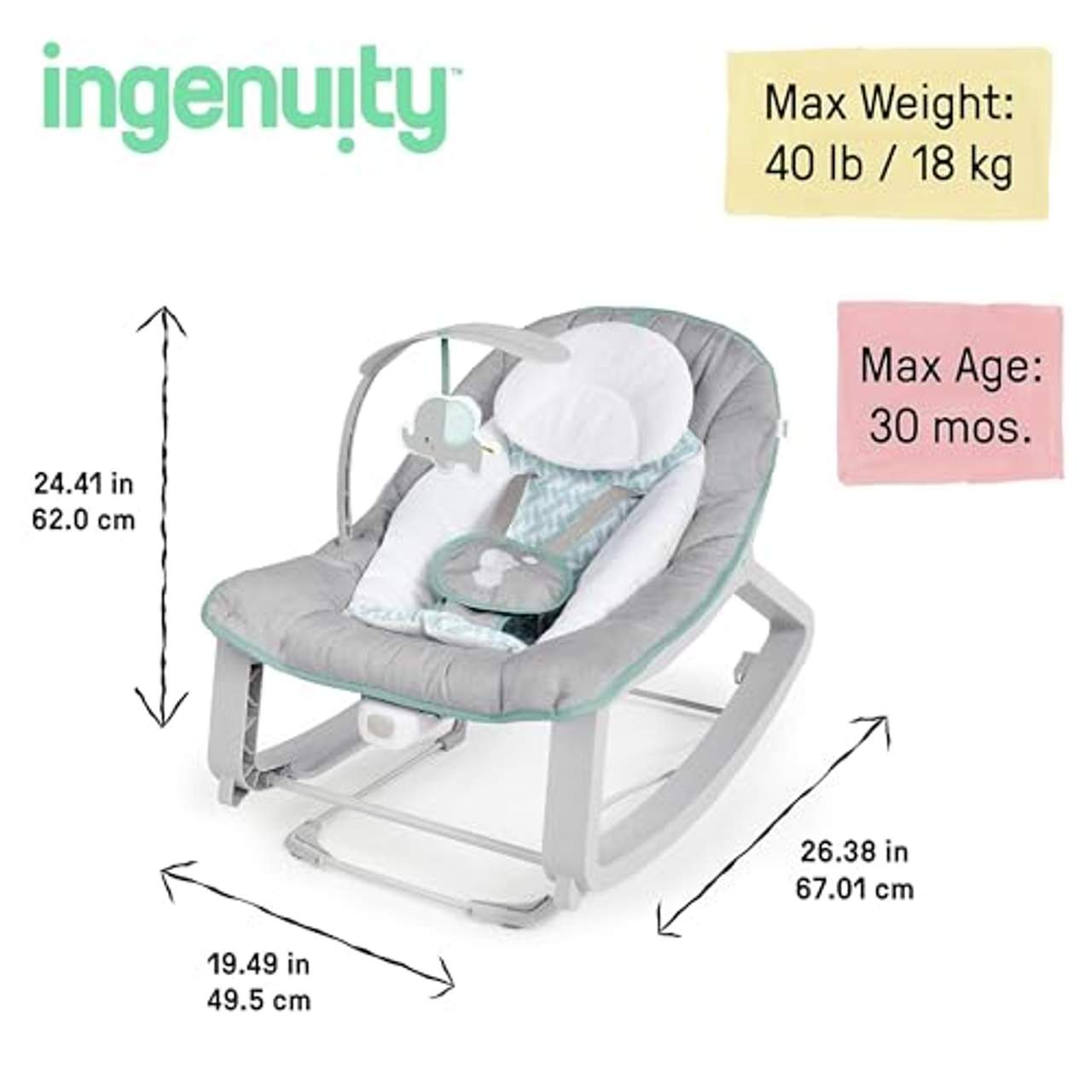 Ingenuity 12428 Keep Cozy 3 in 1 Grow with me Wippe Weaver