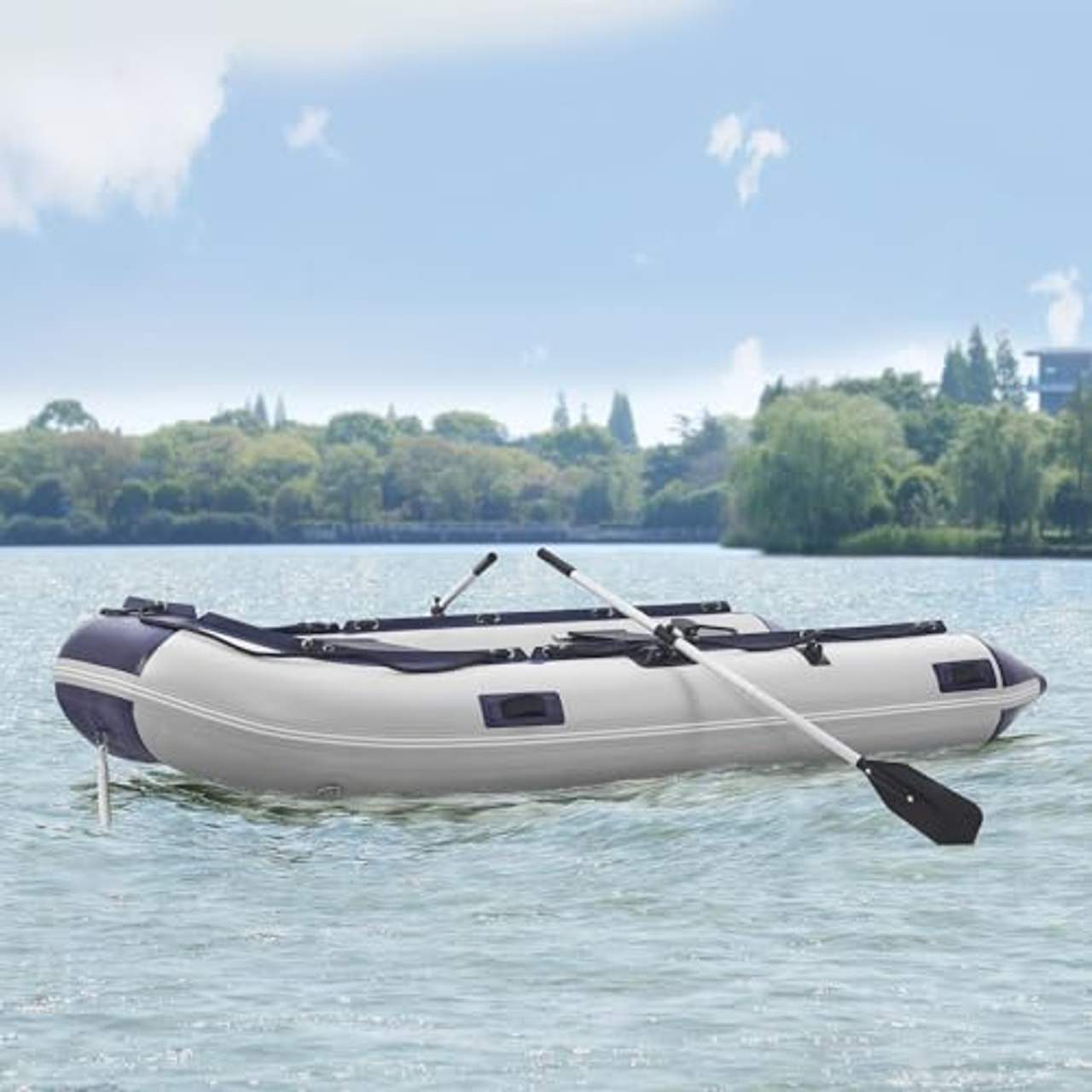 ArtSport Schlauchboot grau mit 2 Sitzbänken und Aluboden