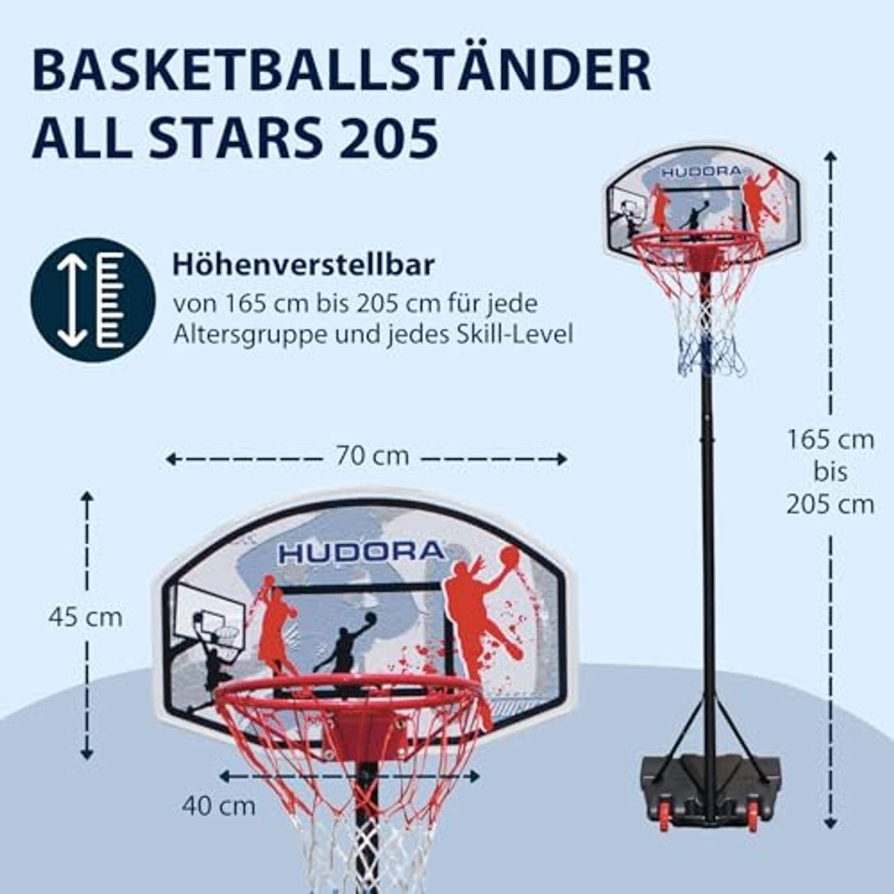 Hudora Unisex-Youth Basketballständer All Stars Basketball-Ständer