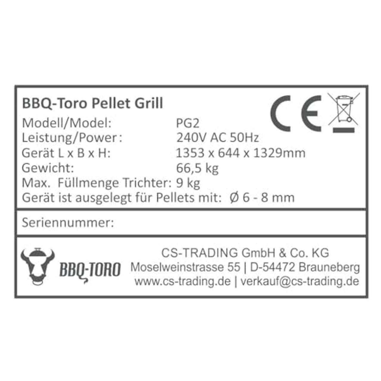 BBQ-Toro Pellet Smoker Grill PG2