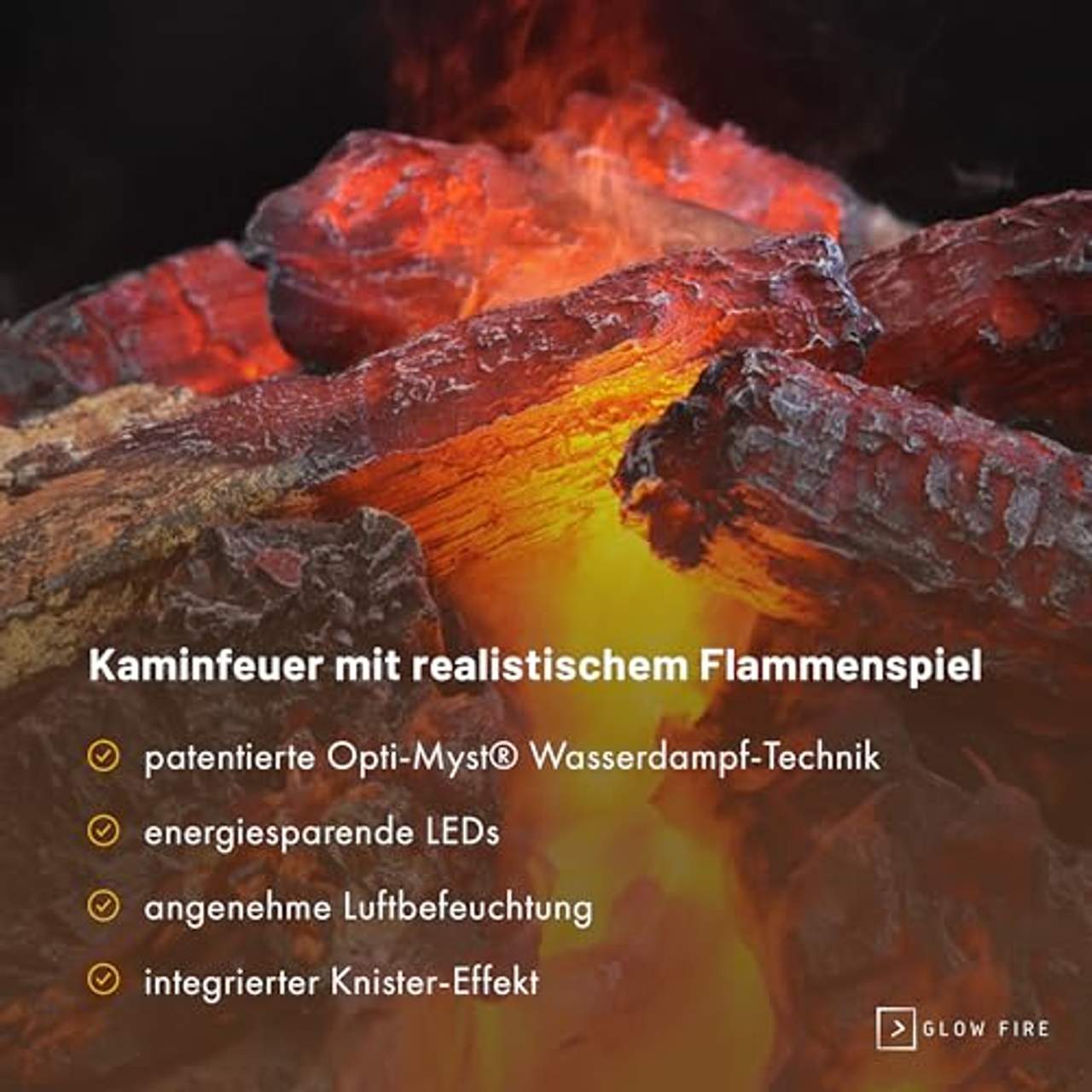 GLOW FIRE Goethe Elektrokamin Opti Myst 3D Wasserdampf Feuer