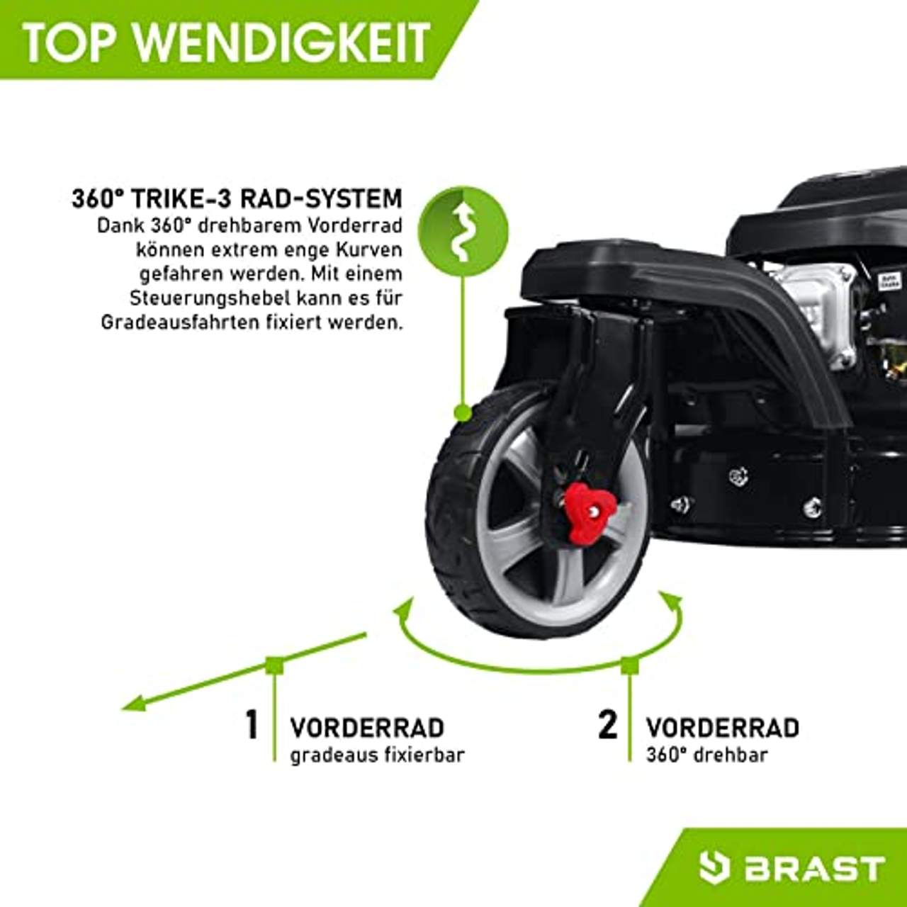 BRAST Benzin Rasenmäher Trike mit Antrieb | 5,2kW(7PS)