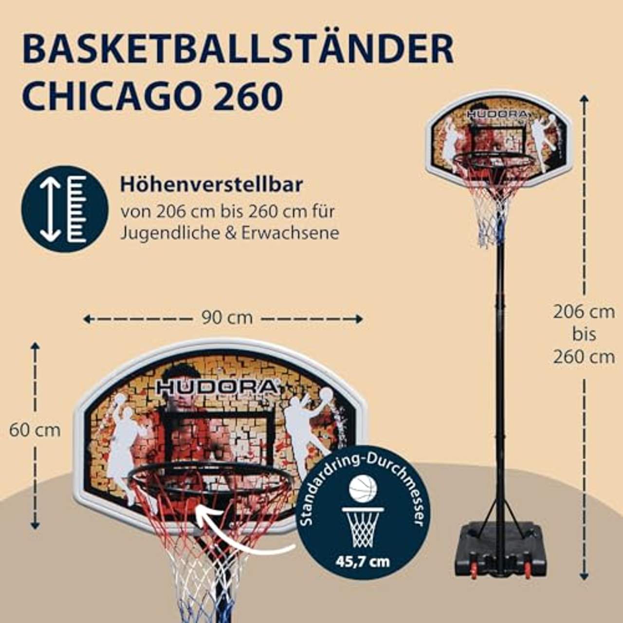 HUDORA Basketball-Ständer Chicago höhenverstellbar