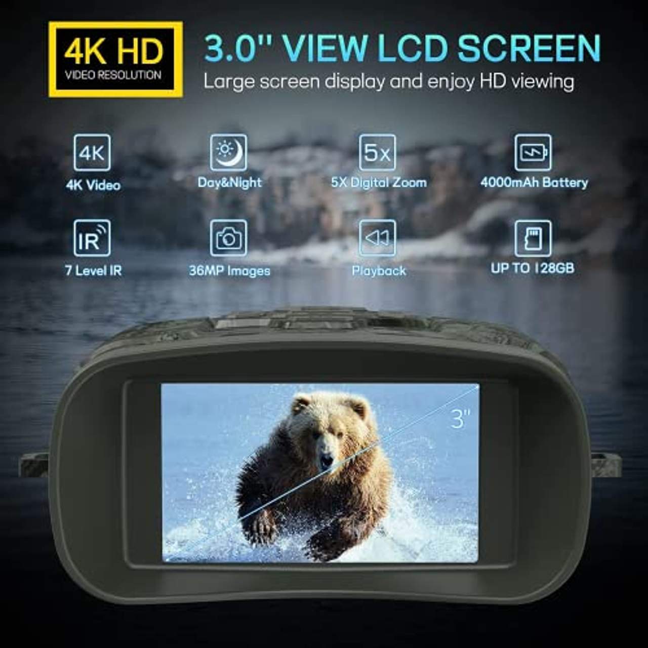 Profey Nachtsichtgerät Profey 4K HD Digital Infrarot Nachtsicht Fernglas 400M Reichweite