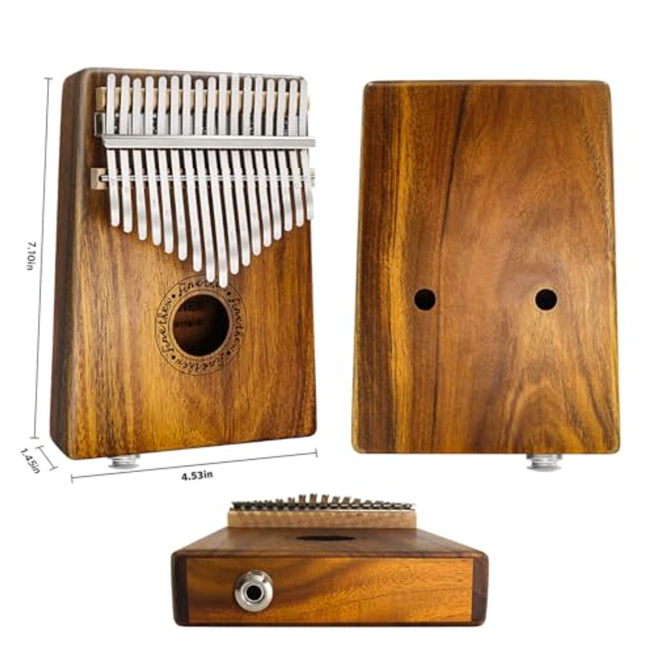 Elektrische Kalimba Instrument 17 Schlüssel Daumenklavier Koa Wood Body