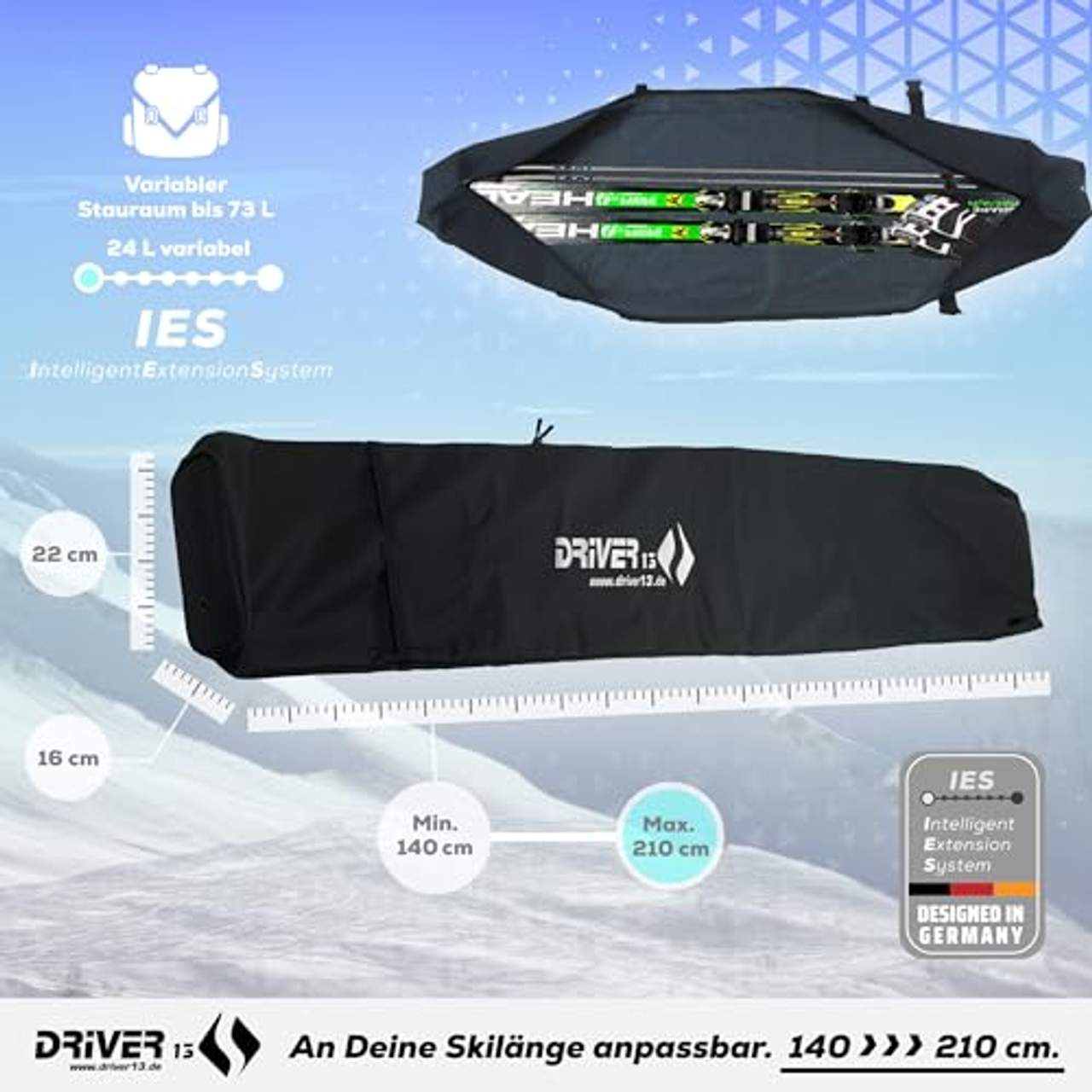 Driver13 Skitasche Skisack für Ski Skistoecke
