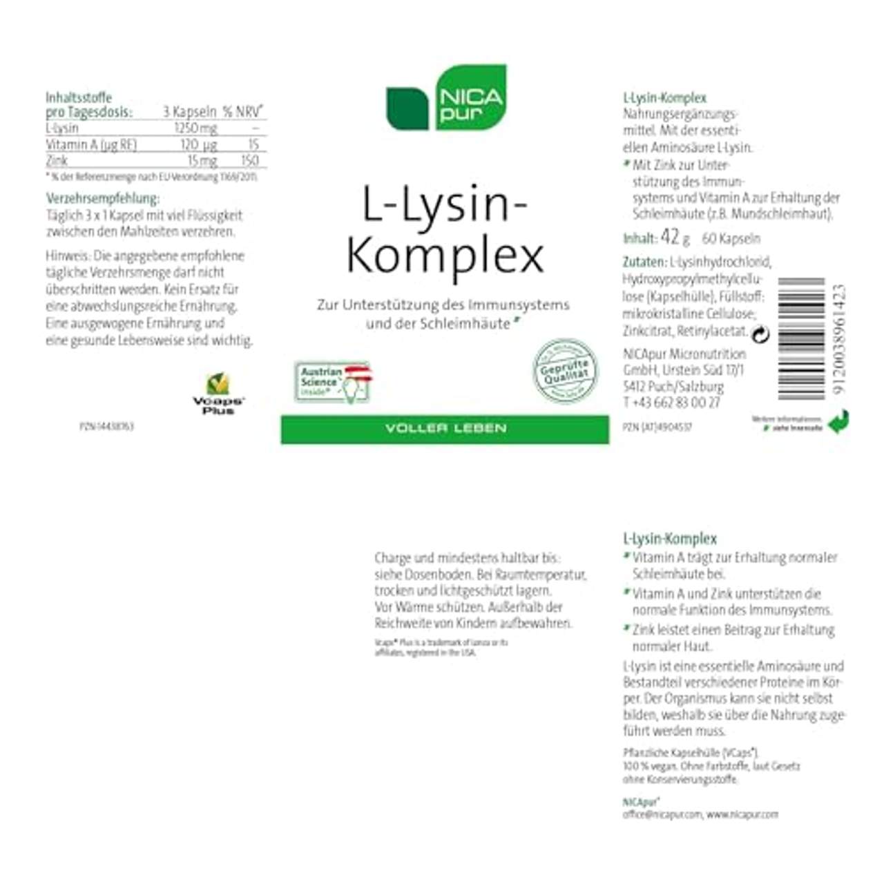 NICApur L-Lysin Komplex hochdosiert