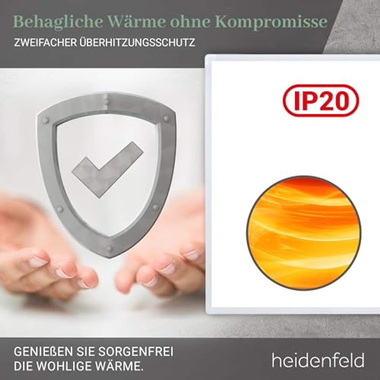 Heidenfeld Infrarotheizung HF-HP100 1000 Watt Weiß