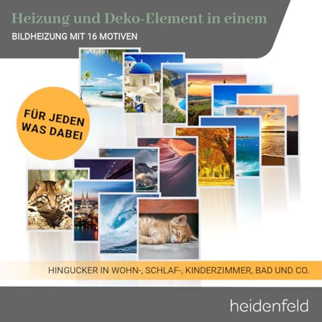 Heidenfeld Infrarotheizung HF-HP105 mit Fotomotiven 1000W