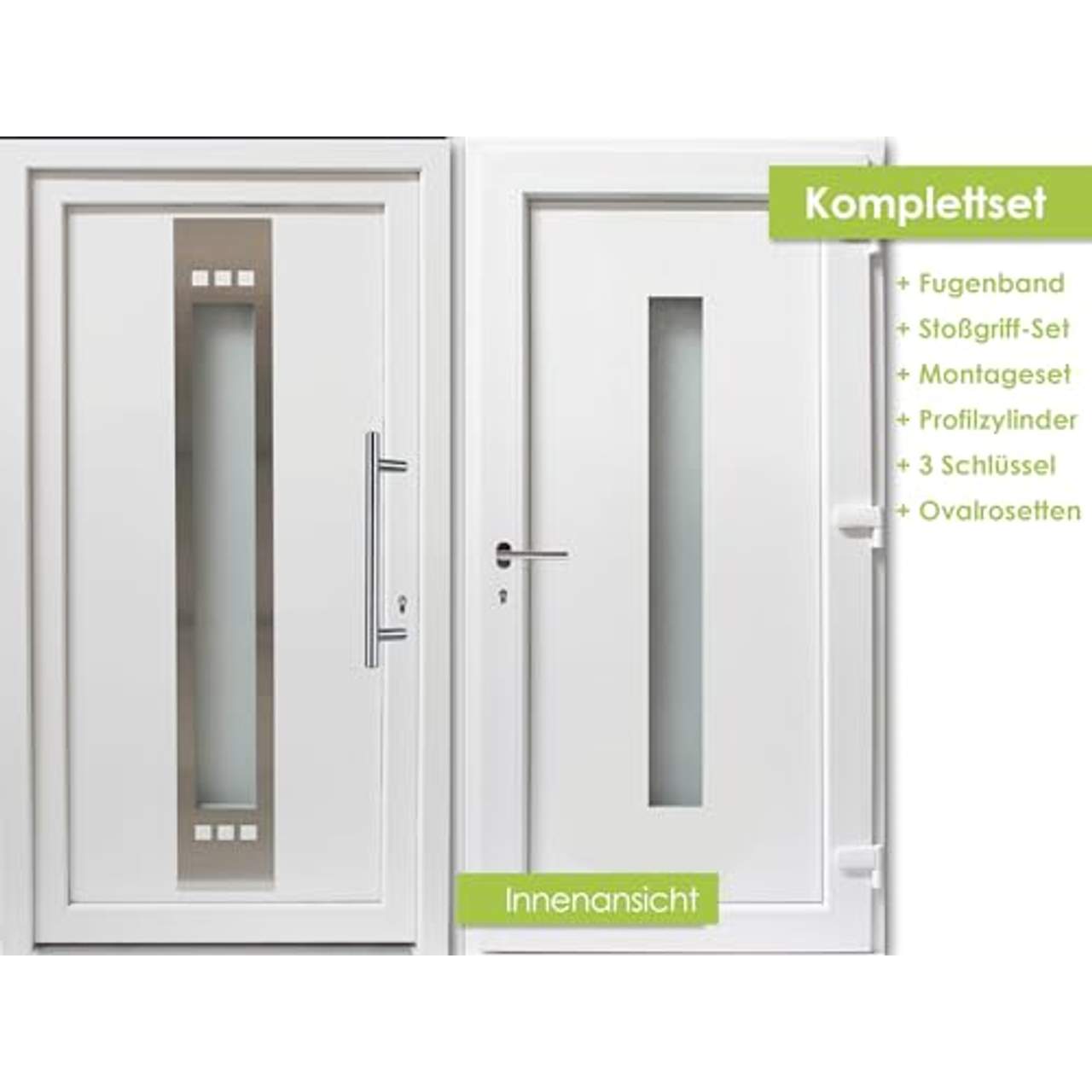 kuporta Kunststoff Haustür Lugana Türen 98 x 200 cm DIN rechts weiß