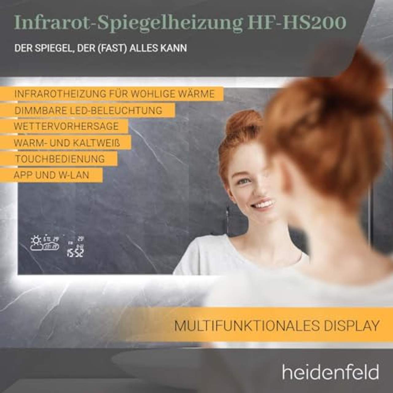 Heidenfeld Infrarotheizung HF-HS200 mit Touchpanel