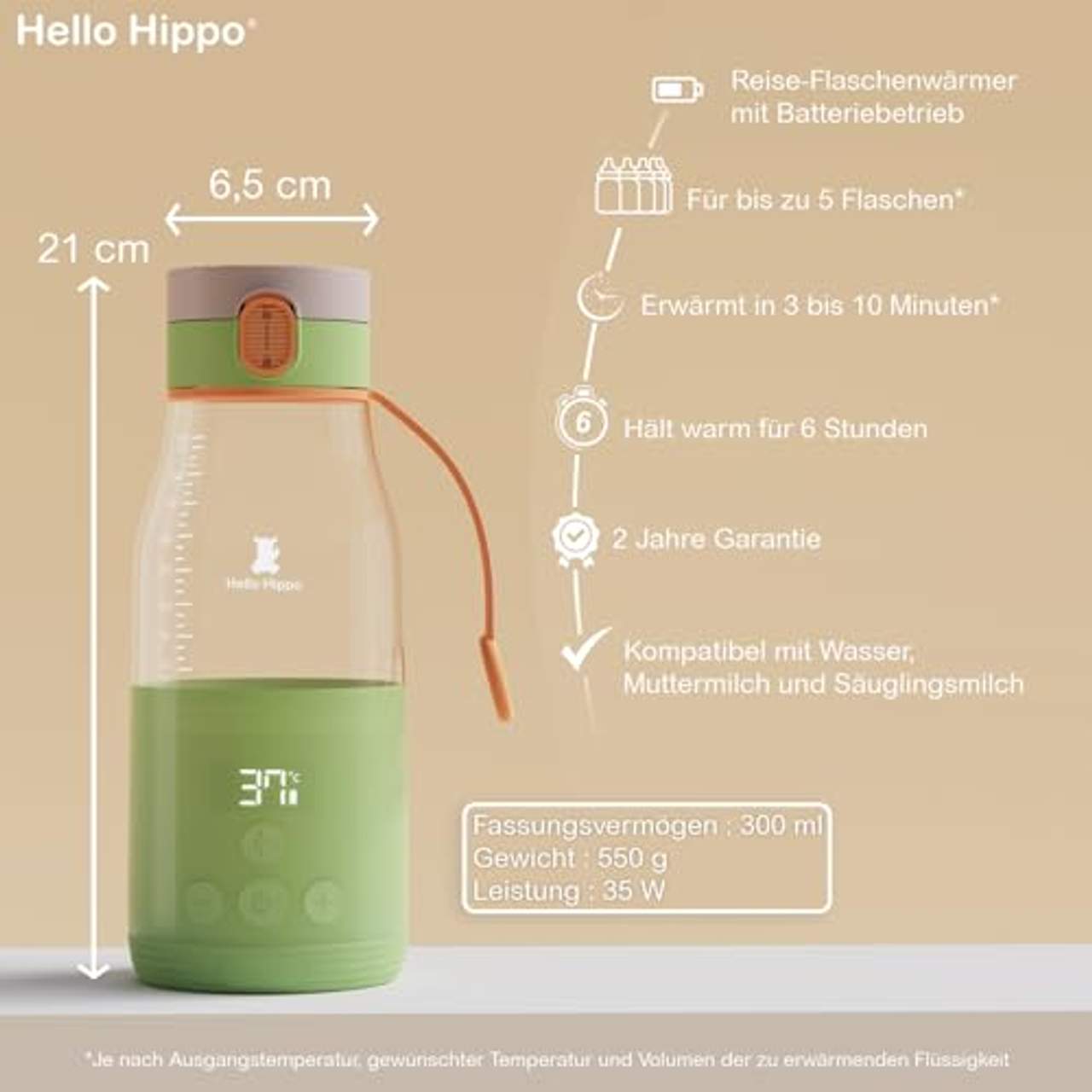 Hello Hippo Premium Flaschenwärmer Nomade USB-C