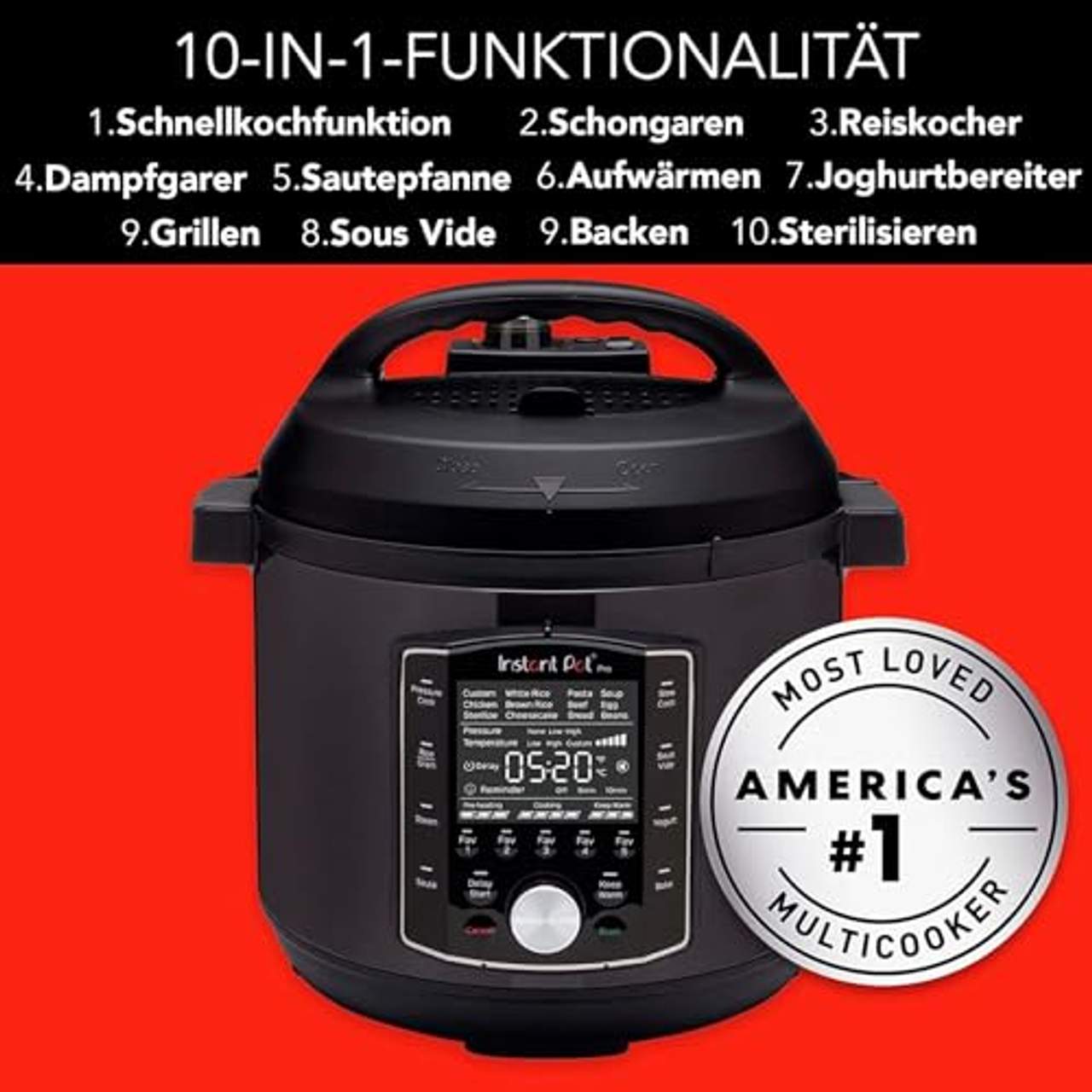 Instant Pot Pro 10-in-1-Elektro-Multikocher 