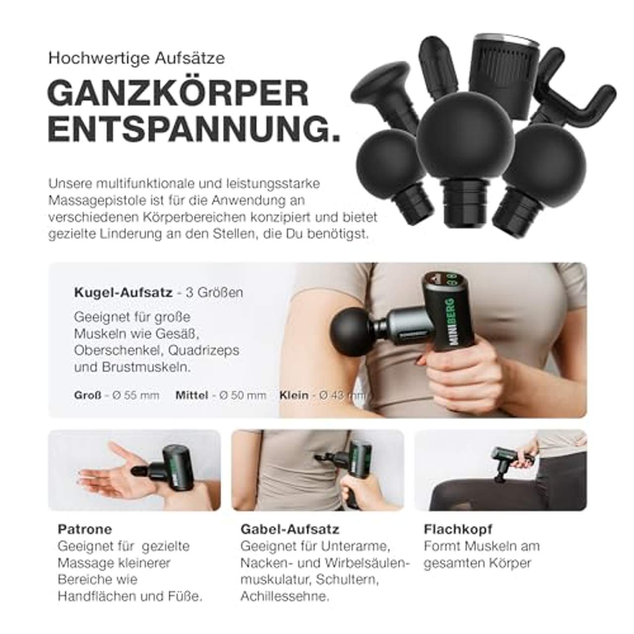 Donnerberg Massagepistole Miniberg TÜV-geprüft Langlebiger Markenakku