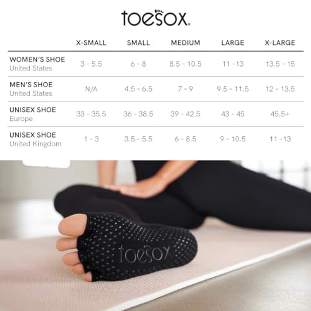 Toe Sox Yoga-Socken Unisex Erwachsene