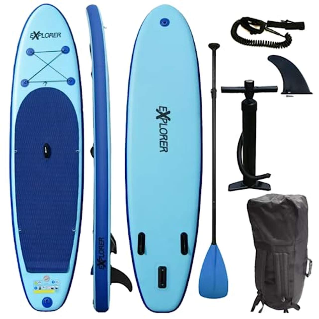 2X 320 Explorer SUP I Blau I Robustes PVC-Gewebe-Surfboard I Allround-Form