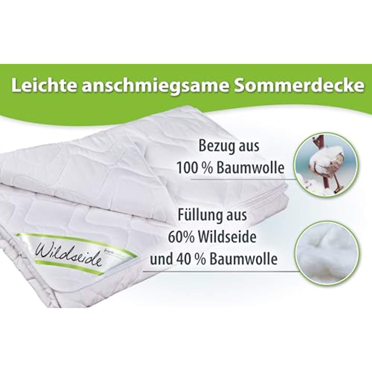 moebelfrank Sommerdecke 100x135 Sommer Wild-Seide Kinder-Bettdecke Baumwolle