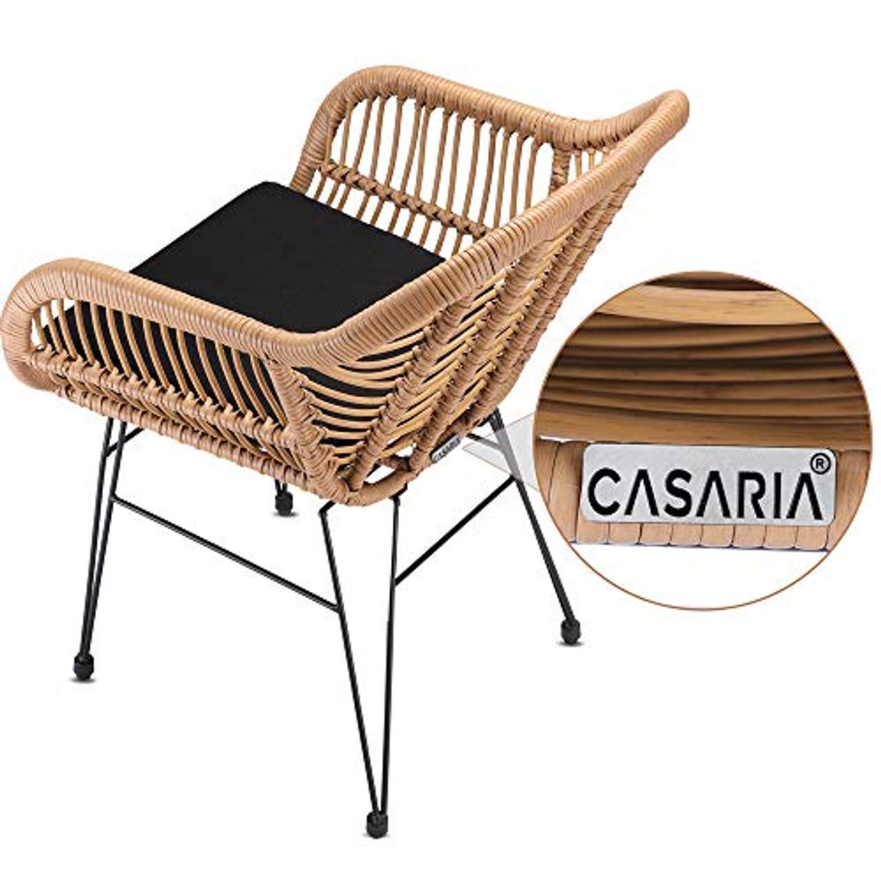 Casaria 3 TLG Balkonset Beistelltisch 2 Lounge Sessel Indoor Outdoor
