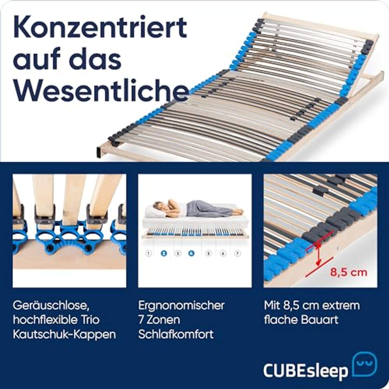 CubeSleep 7-Zonen Lattenrost Pure Eco K 42-Leisten