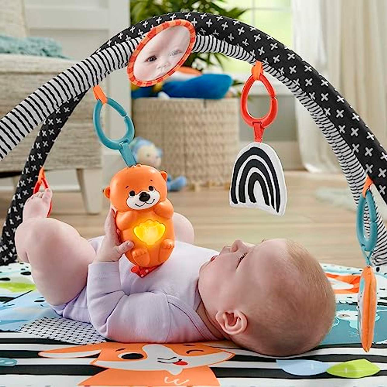 Fisher-Price HPF39 3-in-1-Spieldecke für Babys mit sensorischen Spielzeugen