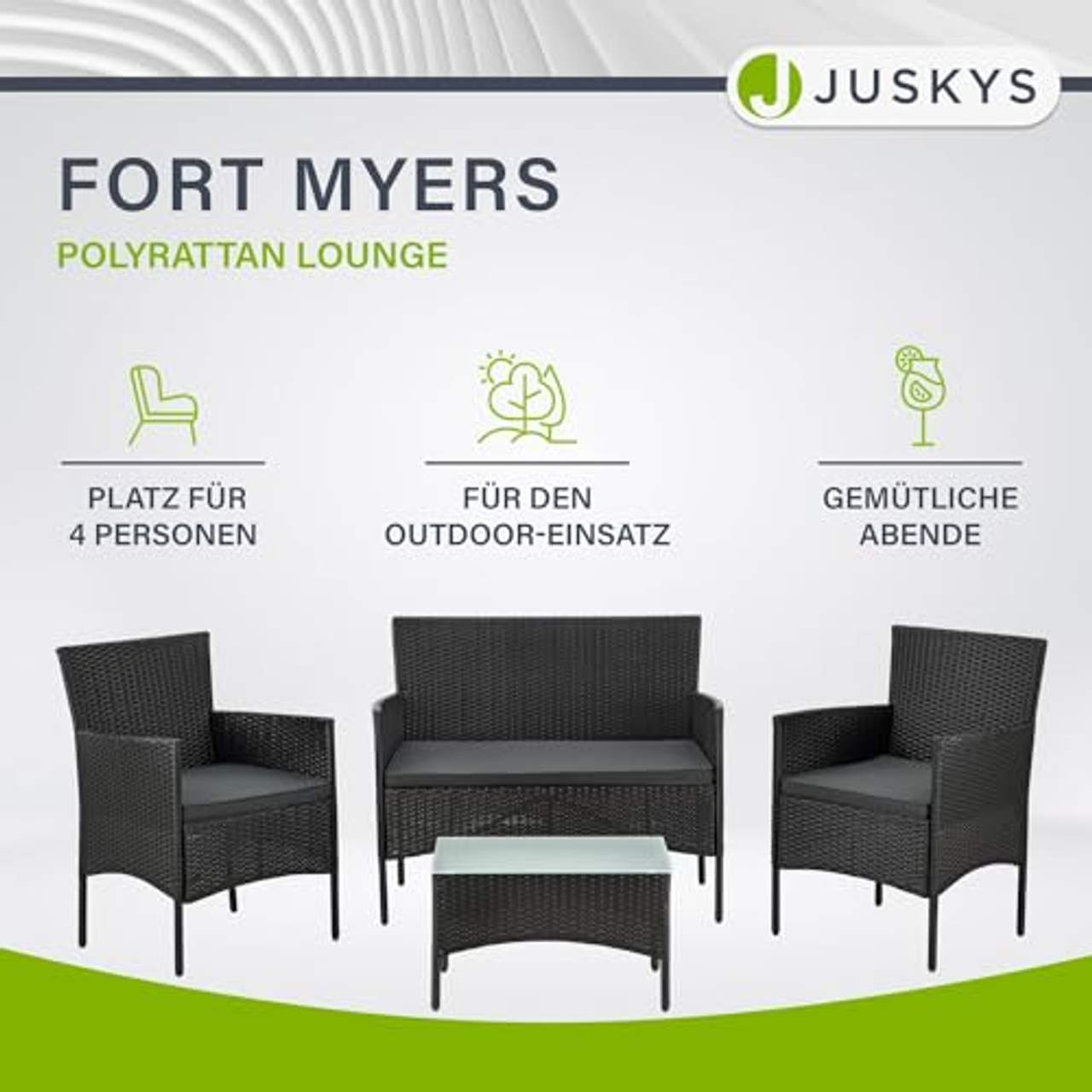 ArtLife Polyrattan Gartenmöbel-Set Fort Myers schwarz