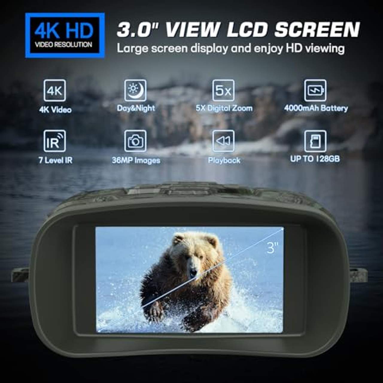 Profey Nachtsichtgerät Profey 4K HD Digital Infrarot Nachtsicht Fernglas 400M Reichweite