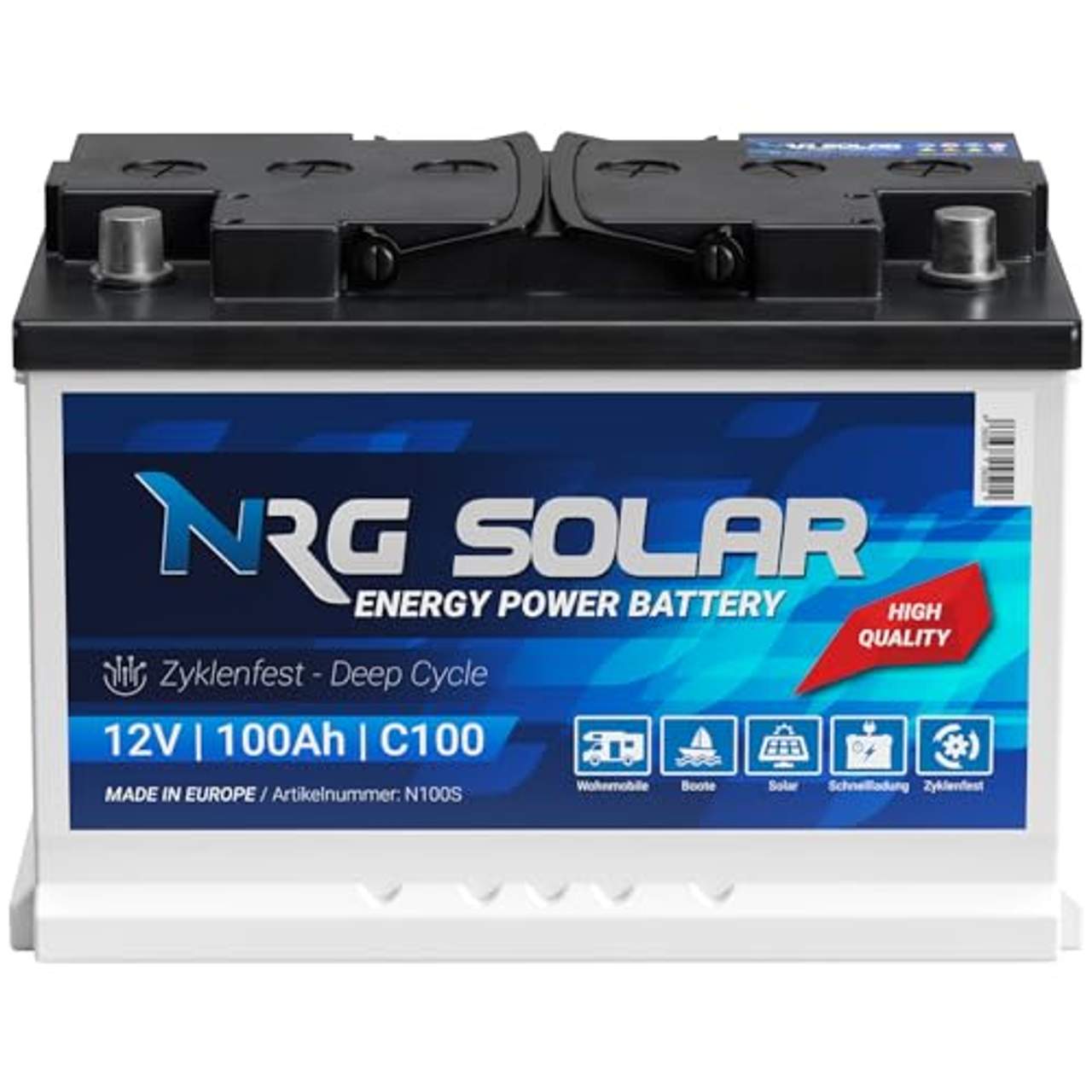 NRG Solar 12V 100Ah Solarbatterie Boot Versorgungsbatterie