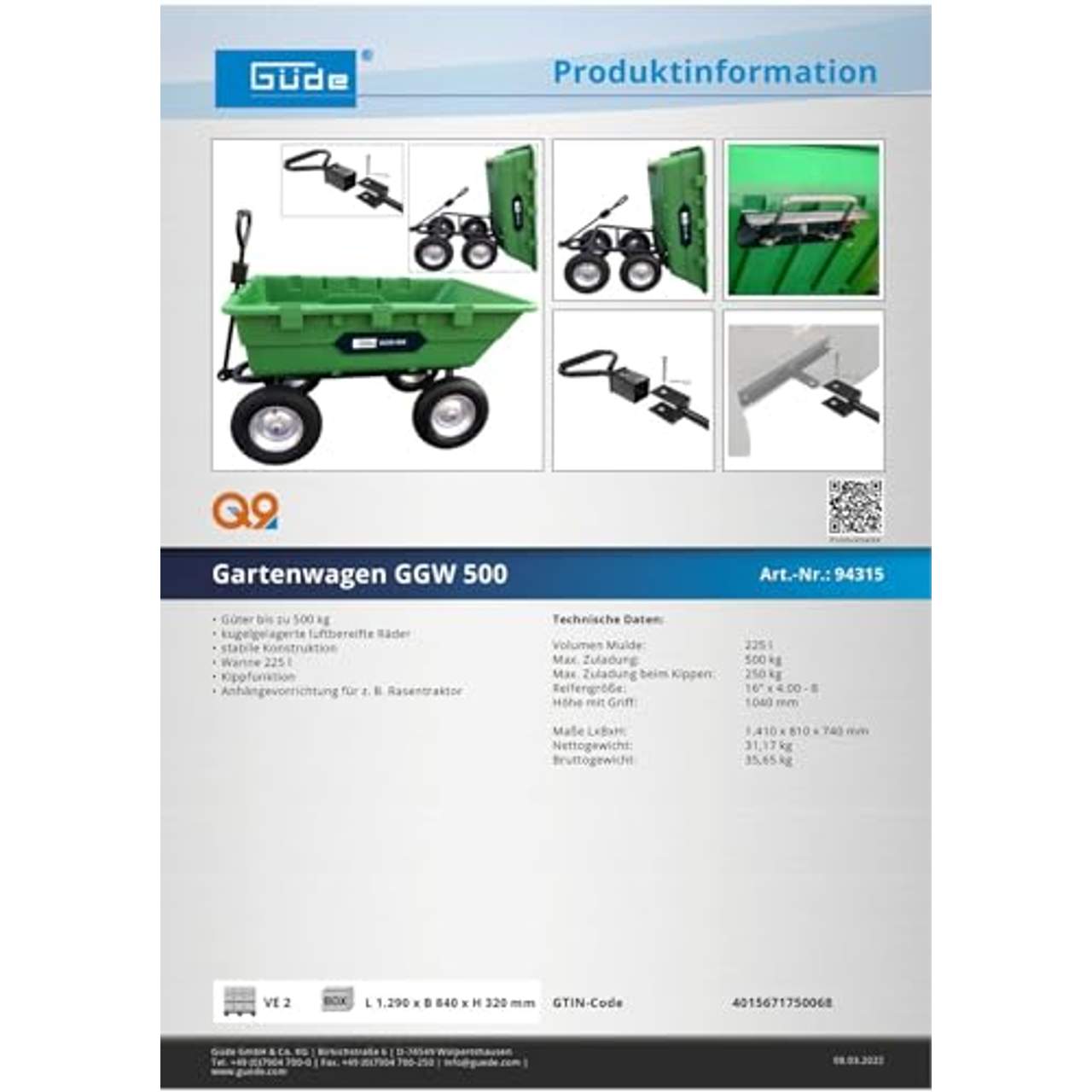 Güde Gartenwagen GGW 500