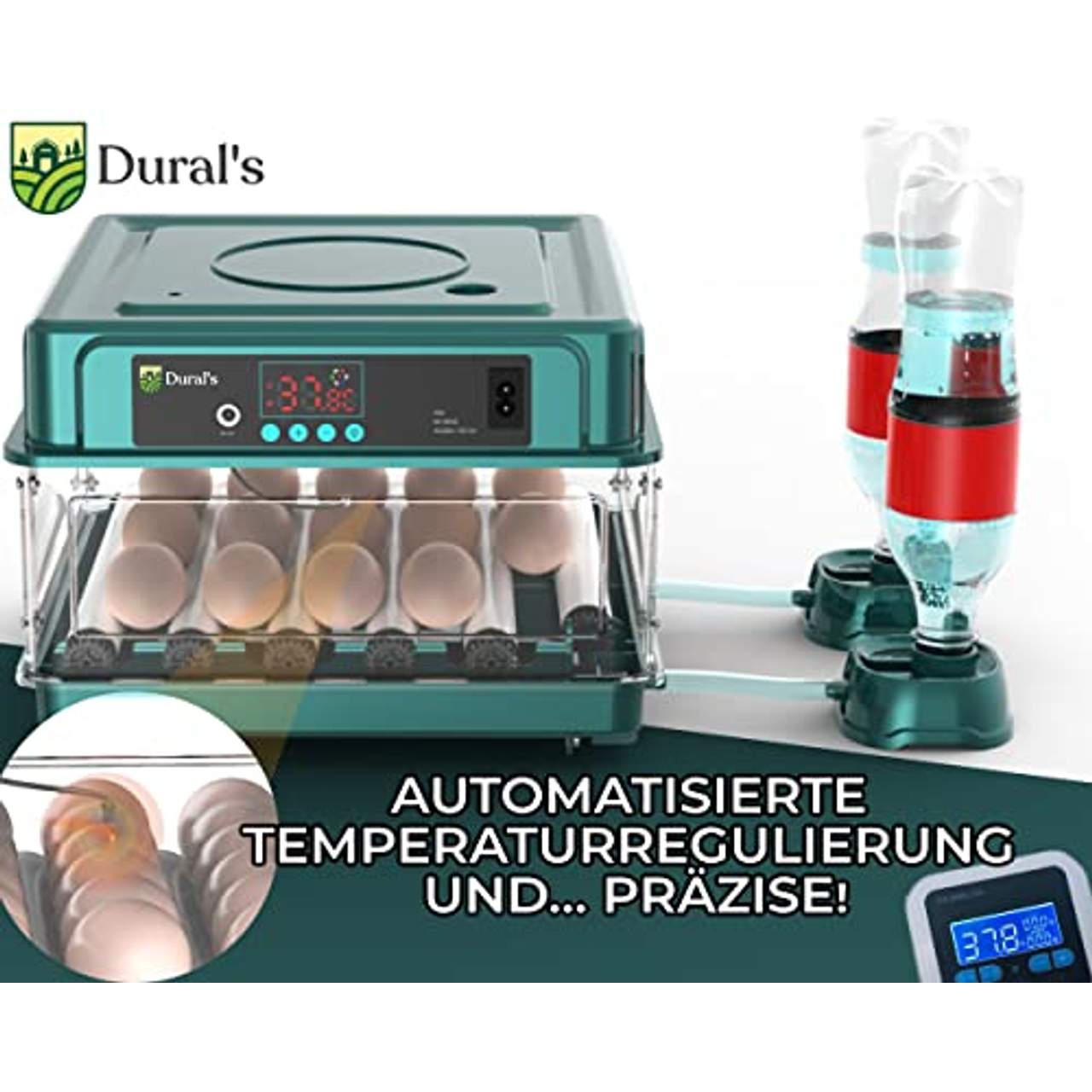 Dural's Brutmaschine Vollautomatisch Automatischer Temperatur und Wende-Eierbrutkasten