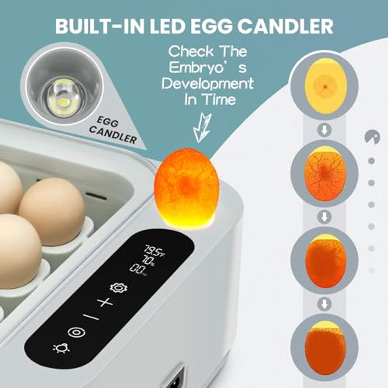 Sailnovo 24 Eier Professionelle LED Eier Inkubator Vollautomatisch