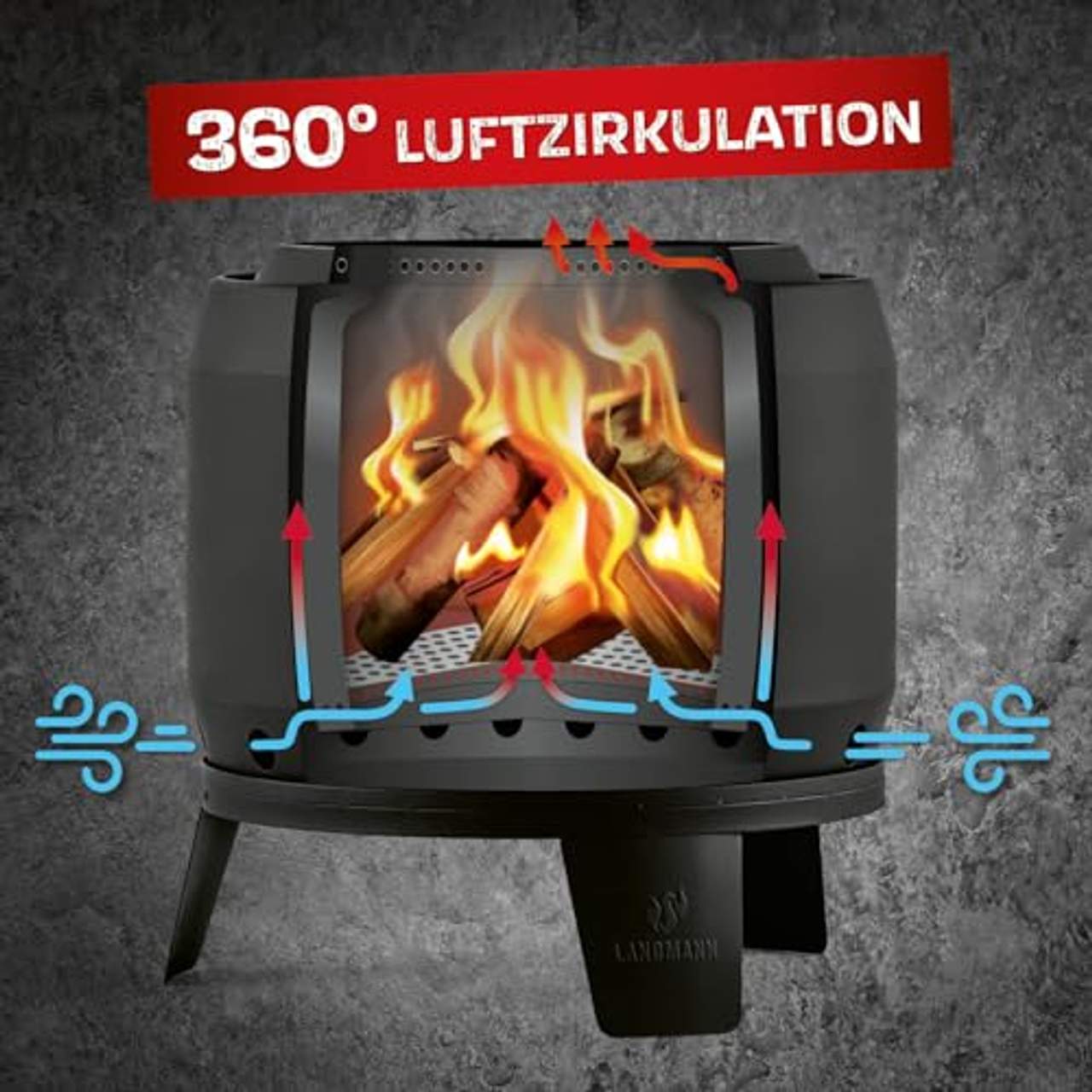 Landmann Rauchfreier Feuerkorb Gross 360° Luftzirkulation