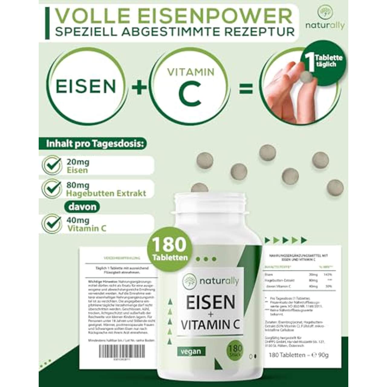 naturally Eisentabletten Mit 80mg Vitamin C